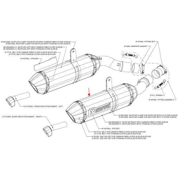 リペアサイレンサーZ-TYPE E1仕様 右側 10年以降 Z1000、Z1000SX カーボン