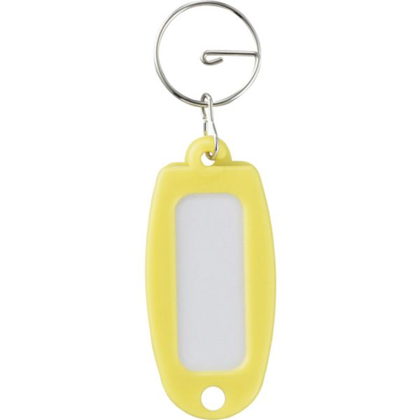 キーホルダー名札(ハードケースタイプ) 黄 NF-Y 60×27mm リング付