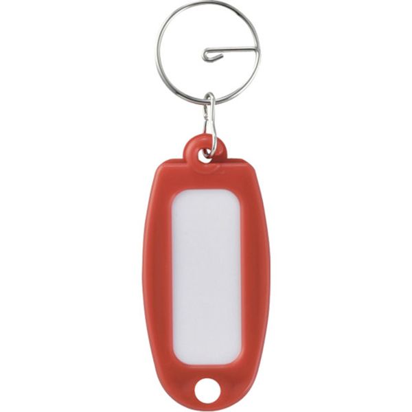キーホルダー名札(ハードケースタイプ) 赤 NF-R 60×27mm リング付