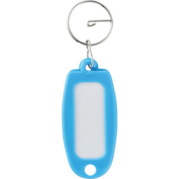 167-1743 キーホルダー名札(ハードケースタイプ) スカイブルー NF-SB 60×27mm