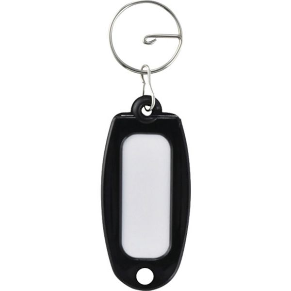 167-0250 キーホルダー名札(ハードケースタイプ) 黒 NF-BK 60×27mm リング付