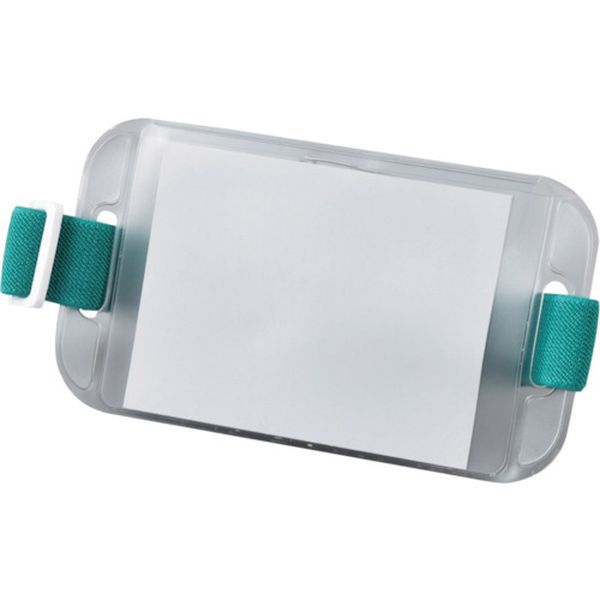 差し込み式腕章 本体：クリア ゴムバンド：緑 NF-719-WG 86×150mm 中紙付