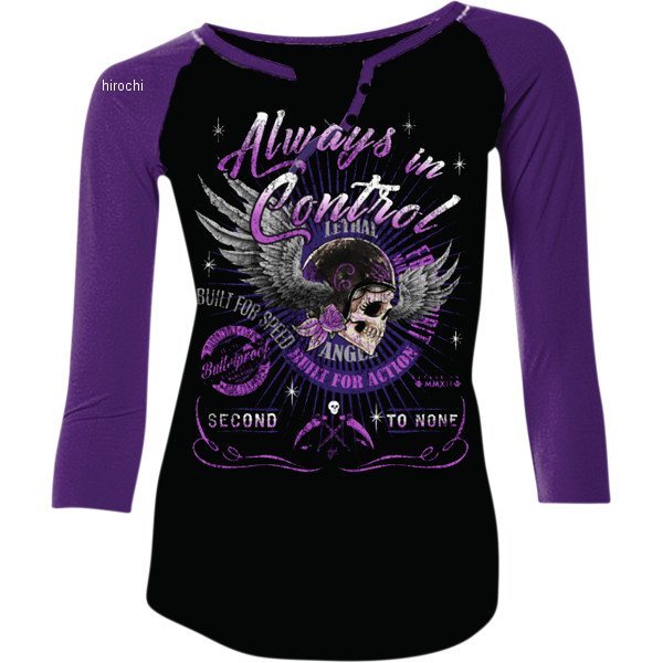 レディース Tシャツ Control 黒/パープル Sサイズ