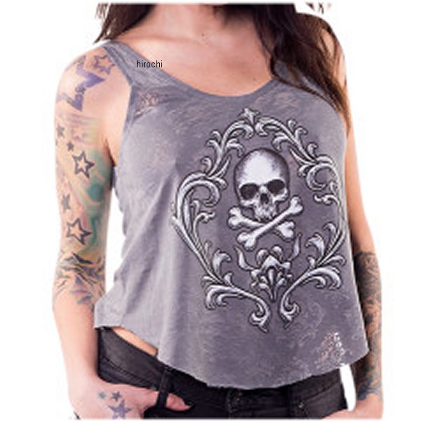 レディース タンクトップ Skull and Crossbones グレー 2XLサイズ