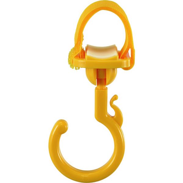 パイプ用樹脂製フック(フック回転タイプ) 黄 KF-1Y 耐荷重3kg 面ファスナー脱着式 ミニフック付き