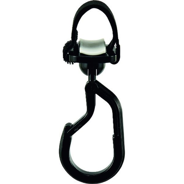 パイプ用樹脂製フック(カラビナ＋フック両用タイプ) 黒 KF-3BK 耐荷重3kg 面ファスナー脱着式