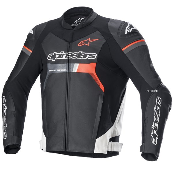 春夏モデル GP FORCE レザージャケット 黒/白/レッドフロー