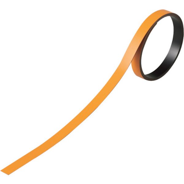 167-1725 テープ状カラーマグネット オレンジ マグネ10YR 10mm幅×1m×0.8mm 3本組