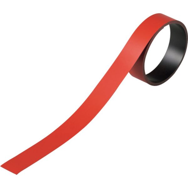 107-6858 テープ状カラーマグネット 赤 マグネ20R 20mm幅×1m×0.8mm 片面磁力