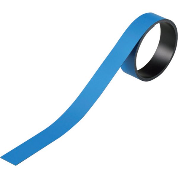 107-6793 テープ状カラーマグネット 青 マグネ20B 20mm幅×1m×0.8mm 片面磁力