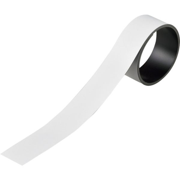 107-0933 テープ状カラーマグネット 白 マグネ30W 30mm幅×1m×0.8mm 片面磁力