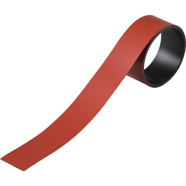 107-6855 テープ状カラーマグネット 赤 マグネ30R 30mm幅×1m×0.8mm 片面磁力