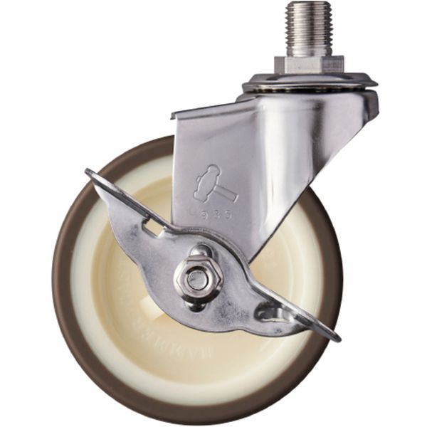 ステンレス製ねじ込み式キャスター ステンレス製ねじ込み式キャスター 自在(ストッパー付) 車輪径75mm ウレタン車輪
