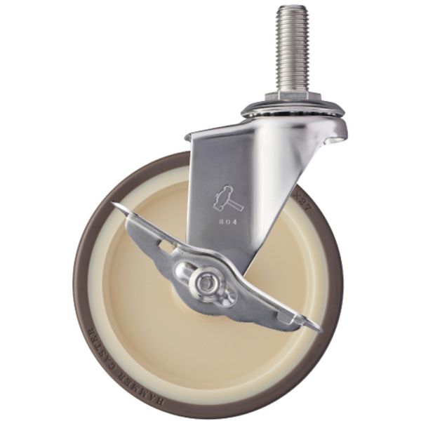 ステンレス製ねじ込み式キャスター 320EAシリーズ (ウレタン車・ステンレス金具) 車輪径125mm 自在ストッパー付