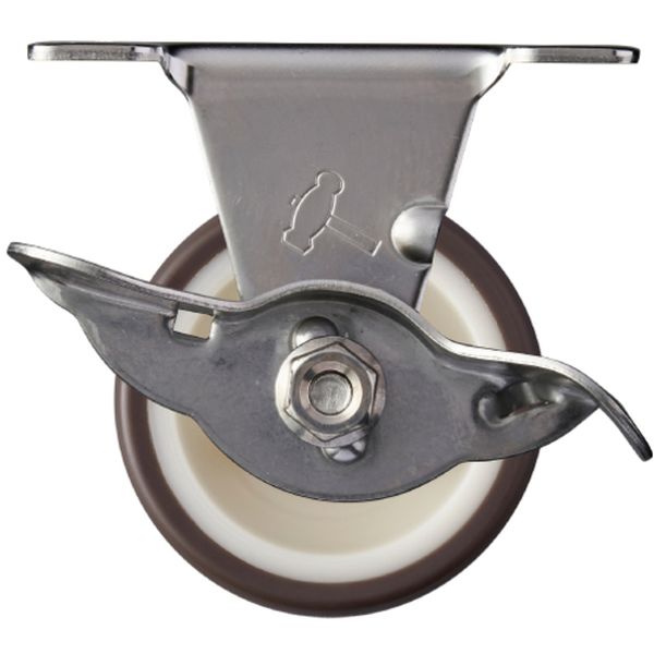 ステンレス製プレート式キャスター 固定ストッパー付 車輪径50mm ウレタン車輪 Eシリーズ