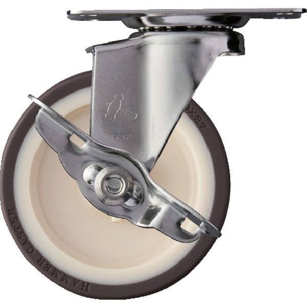 315EUR100 ステンレス製プレート式キャスター ステンレスキャスター 自在SP付 車輪径100mm ウレタン車