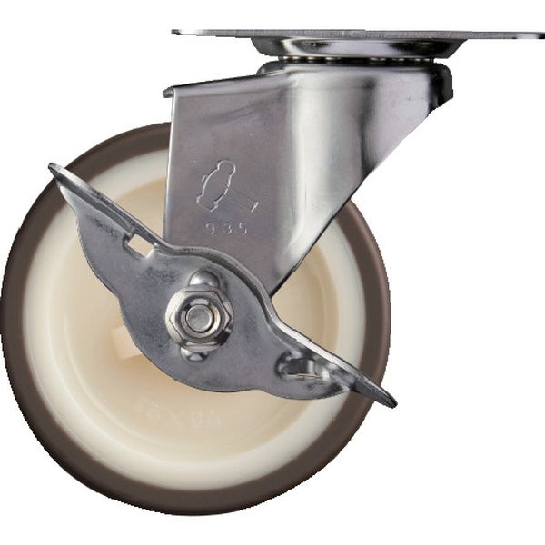 315EUR75 Eシリーズオールステンレス 旋回式ウレタン車輪(ナイロンホイール)75mm ストッパー付
