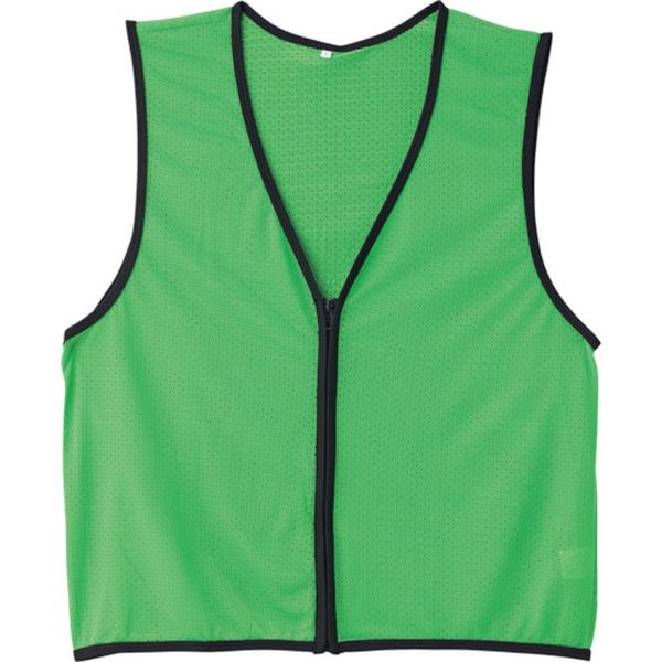 メッシュ安全ベスト 蛍光グリーン フリーサイズ 前開きタイプ MZ-200KG