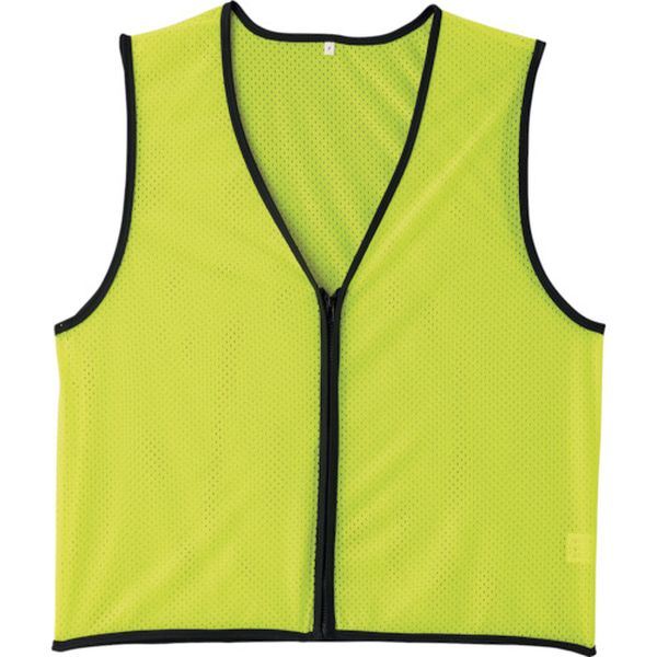 メッシュ安全ベスト 蛍光イエロー フリーサイズ 前開きタイプ MZ-200KY
