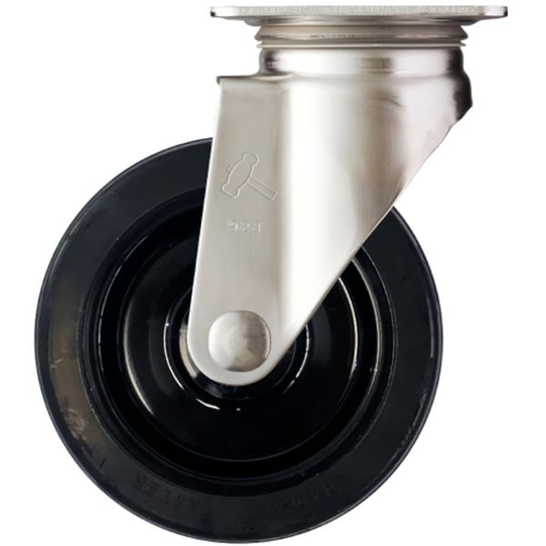 320SRBU150 814-2145 Sシリーズオールステンレス 旋回式ゴム車輪(ローラーベアリング)150mm