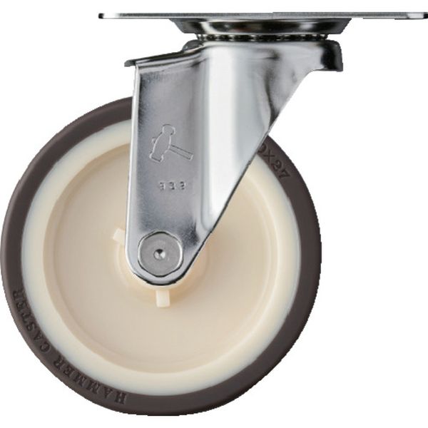 320EUR100 814-2073 Eシリーズオールステンレス 旋回式ウレタン車輪(ナイロンホイール)100mm