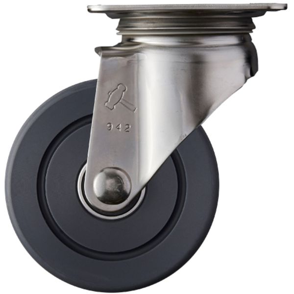 ステンレス製プレート式キャスター プレート式ステンレスキャスター 自在 車輪径100mm MCナイロン Sシリーズ