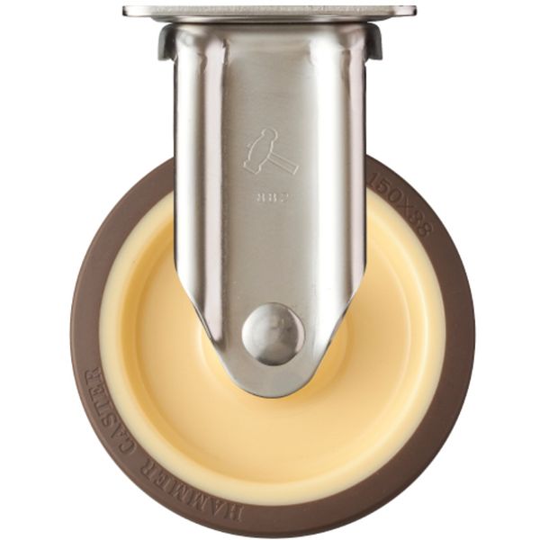 ステンレス製プレート式キャスター オールステンレス 固定式ウレタンキャスター(ローラーベアリング入) 車輪径150mm