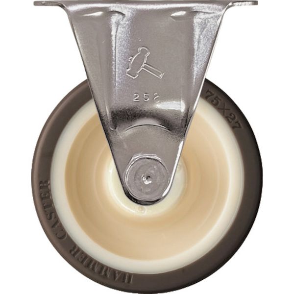320SRPUB75 336-6792 オールステンレス固定式キャスター ウレタン車(ローラーベアリング入) 75mm