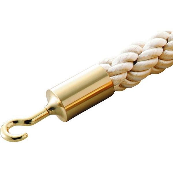 107-2561 パーテーションスタンド用ロープ 白 金具：ゴールド BA30-W 30Φ×1200mm