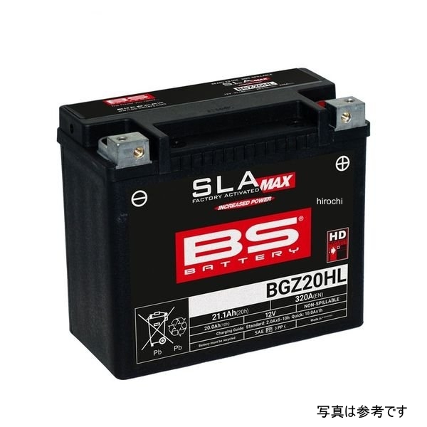 SLA-Max 液入充電済タイプ YTX20HL-BS 互換品、BTX20HL 互換