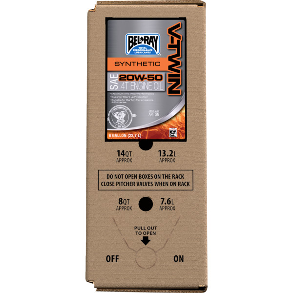 Vツイン合成4ストロークエンジンオイル 20W50 6USガロン 箱入り