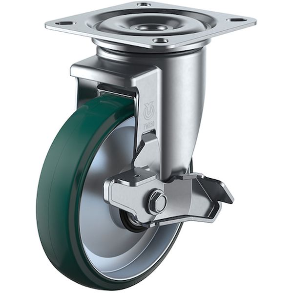 プレート式 自在 キャスター ウレタン 車輪径150mm ストッパー付き PM 取付寸法94×94(87×87)