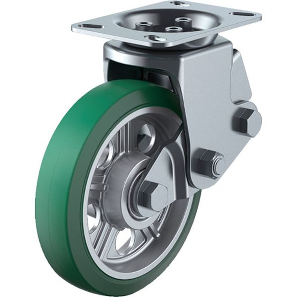 SKY2R200AWARGRA2  プレート式キャスター 固定車 200径 耐摩耗ゴム(緑)車輪