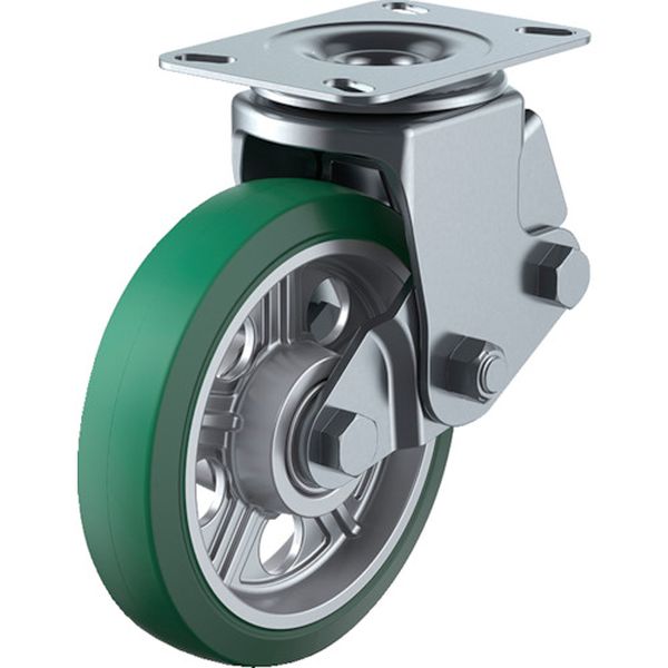 SKY2S200AWARGRA2  プレート式キャスター 自在車 200径 耐摩耗ゴム(緑)車輪
