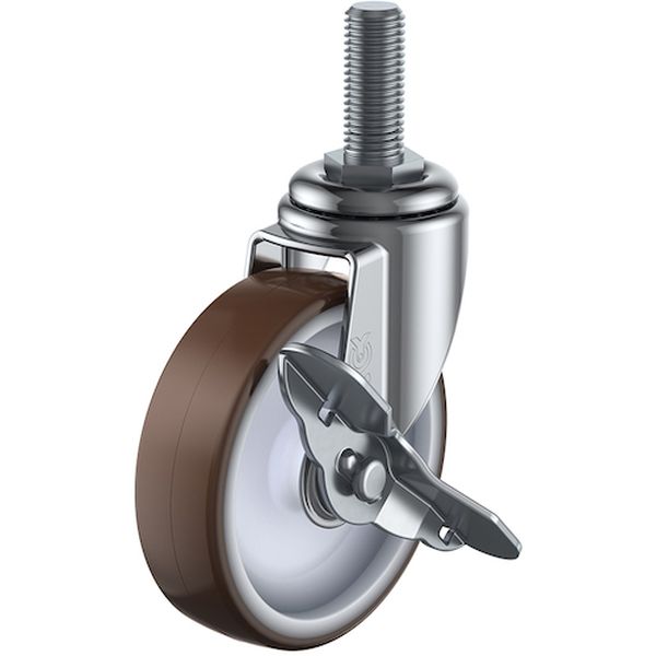ねじ込み式 自在 キャスター ウレタン 車輪径125mm ストッパー付き ET-S型 ネジ寸法M12×35ピッチ1.75
