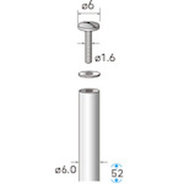 407-1050  マンドレール ねじ径φ1.6×軸φ6