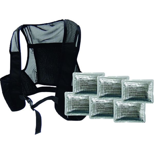 熱中症予防対策用品 ピタッと冷却ベスト 予備保冷剤付き ブラック フリーサイズ