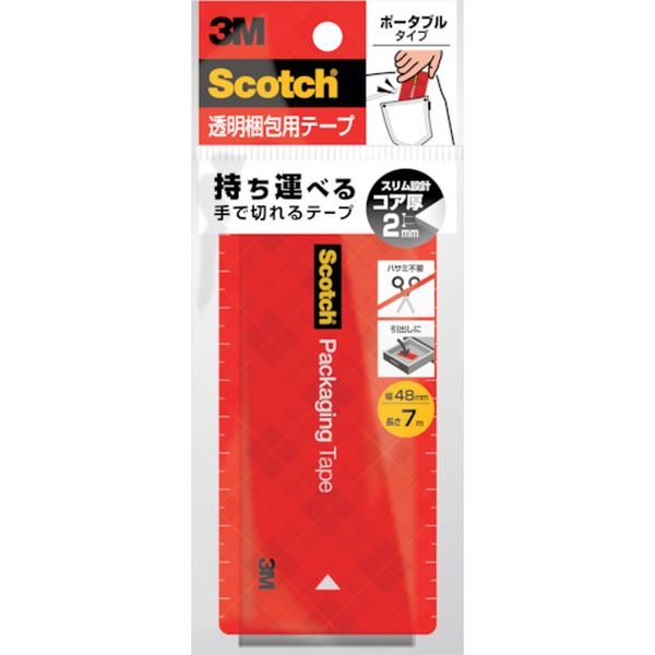 3852FLTRD 252-8454  スコッチ 透明梱包用テープ ポータブル 7m