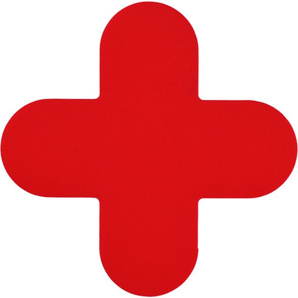 路面表示ステッカー 十字型 赤 150×150mm 10枚組 PVC