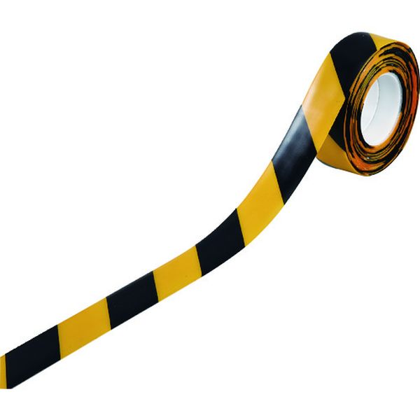 高耐久ラインテープ 黄/黒 50mm幅×10m 両端テーパー構造 屋内用