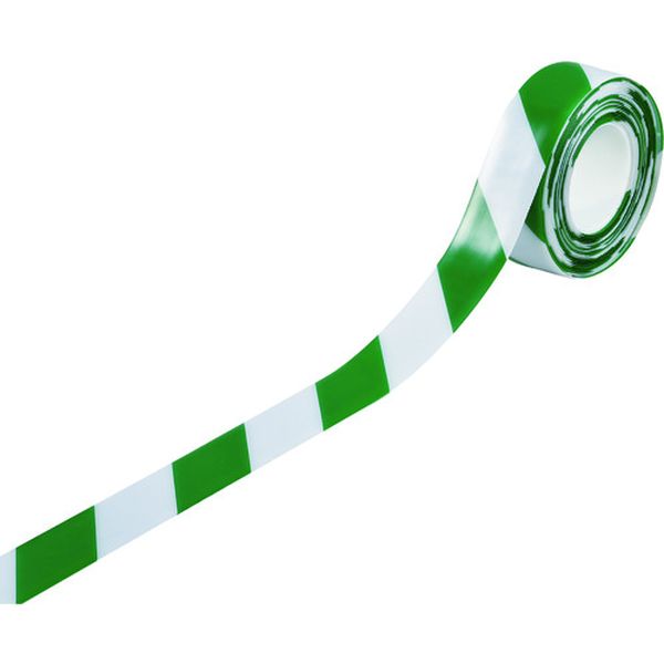 高耐久ラインテープ 白/緑 50mm幅×10m 両端テーパー構造 屋内用