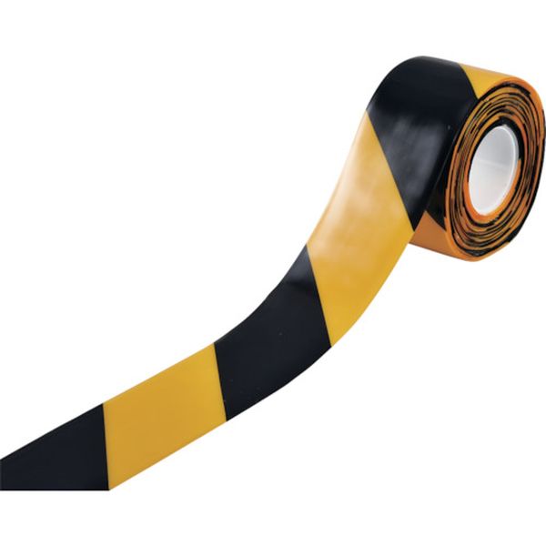 高耐久ラインテープ 黄/黒 100mm幅×10m 両端テーパー構造