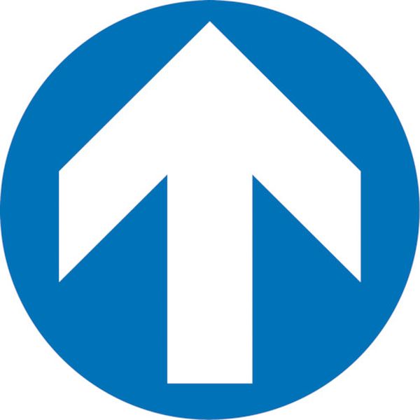 244-3728 階段蹴込み板用標示ステッカー 矢印 STPS-8 青 100mmΦ 4枚組 エンビ