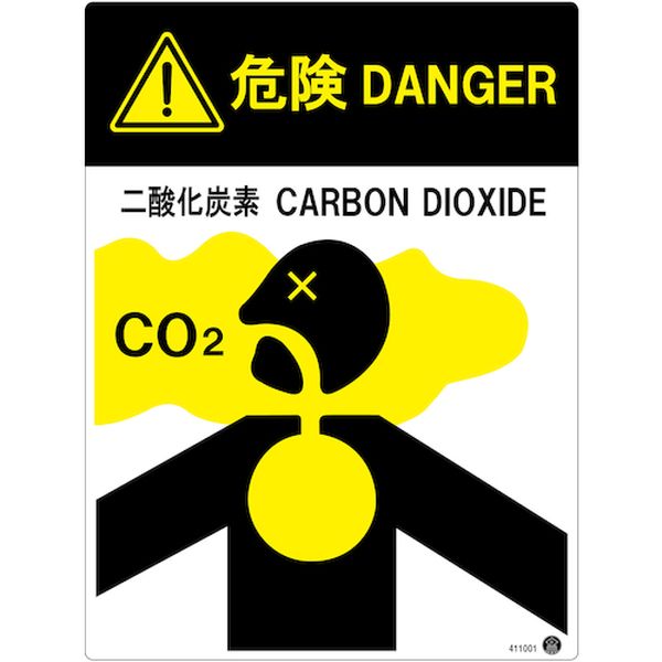 536-2777 二酸化炭素消火設備標識 危険 DANGER 二酸化炭素 400×300mm アルミ複合板