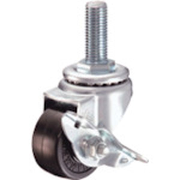 413SARD50  ねじ込み式 旋回式ゴム車輪 50mm ストッパー付