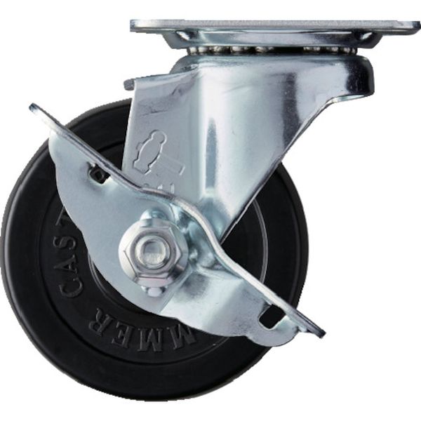 413SRDB75  旋回式ゴム車輪(ローラーベアリング)75mm ストッパー付