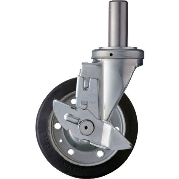 413SKR150  差込み式 旋回式ゴム車輪 150mm ストッパー付