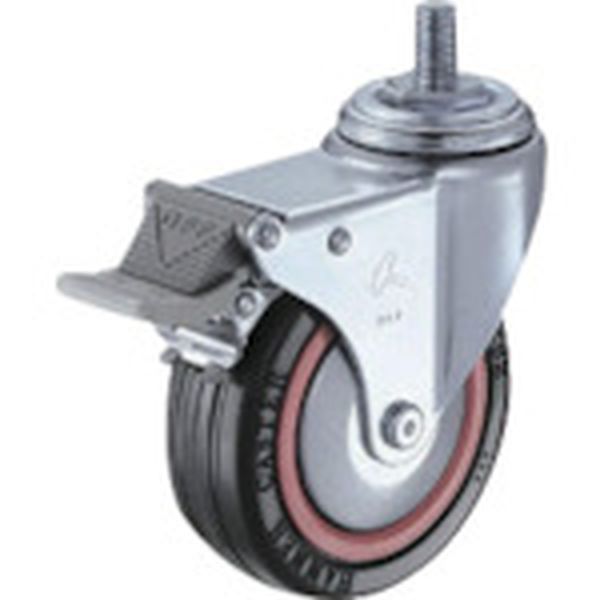 4151MARB75 ねじ込み旋回式ゴム車輪(ナイロンホイール・ボールベアリング)75mm M16 トータルロック