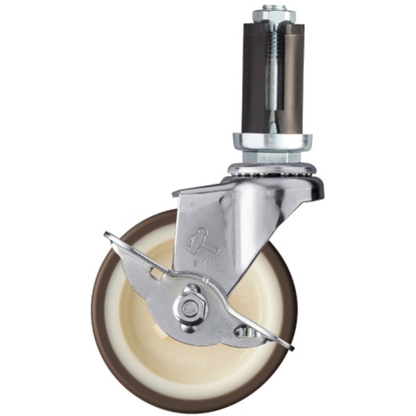 パイプ差込み式キャスター 自在(ストッパー付) 車輪径75mm ウレタン車輪(ナイロンホイル) φ22～24用