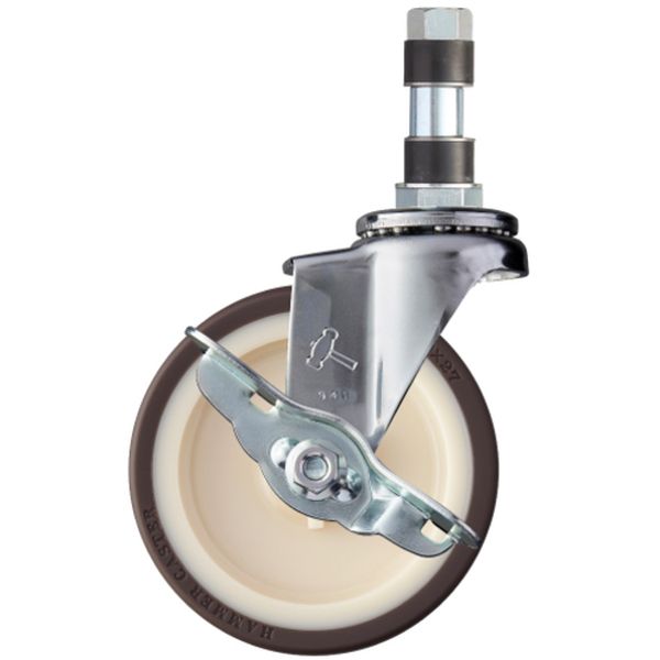 パイプ差込み式キャスター パイプ差込み式キャスター 自在(ストッパー付) 車輪径100mm ウレタン車輪